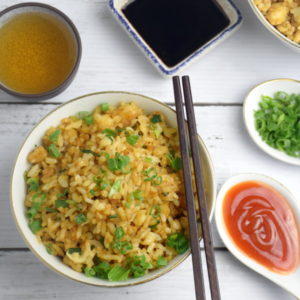 Chinese fried rice top view