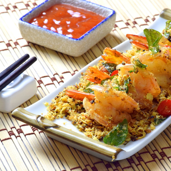 butter prawns with oats