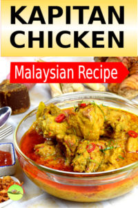 Kapitan chicken (Ayam Kapitan in Malay) is truly a Malaysian curry, the amalgamation of the diverse array of Malay, Chinese and Indian eating culture. The unique flavor of this Nyonya chicken dish is the result of the complex interplay of a myriad of herbs and spices used by the Malays and Chinese. It is the least spicy Malaysian curry which is ideal for anyone who is unable to bear the heat from some other fiercely hot curries.