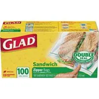 Glad Food Storage Bags, Sandwich Zipper, 100 Count