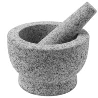 ChefSofi Mortar and Pestle Set - Unpolished Heavy Granite for Enhanced Performance and Organic Appearance - INCLUDED: Anti-Scratch Protector + Italian Recipes EBook - 6 Inch, 2 Cup-Capacity