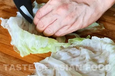 cabbage roll - cut the cabbage vein