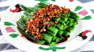 Chinese okra recipe- How to prepare with garlic chili sauce
